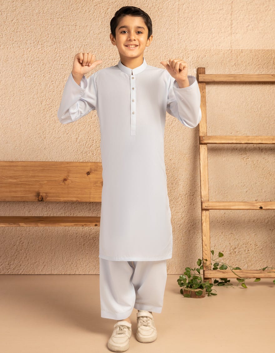 SKY BLUE BLENDED PLAIN KAMEEZ SHALWAR
