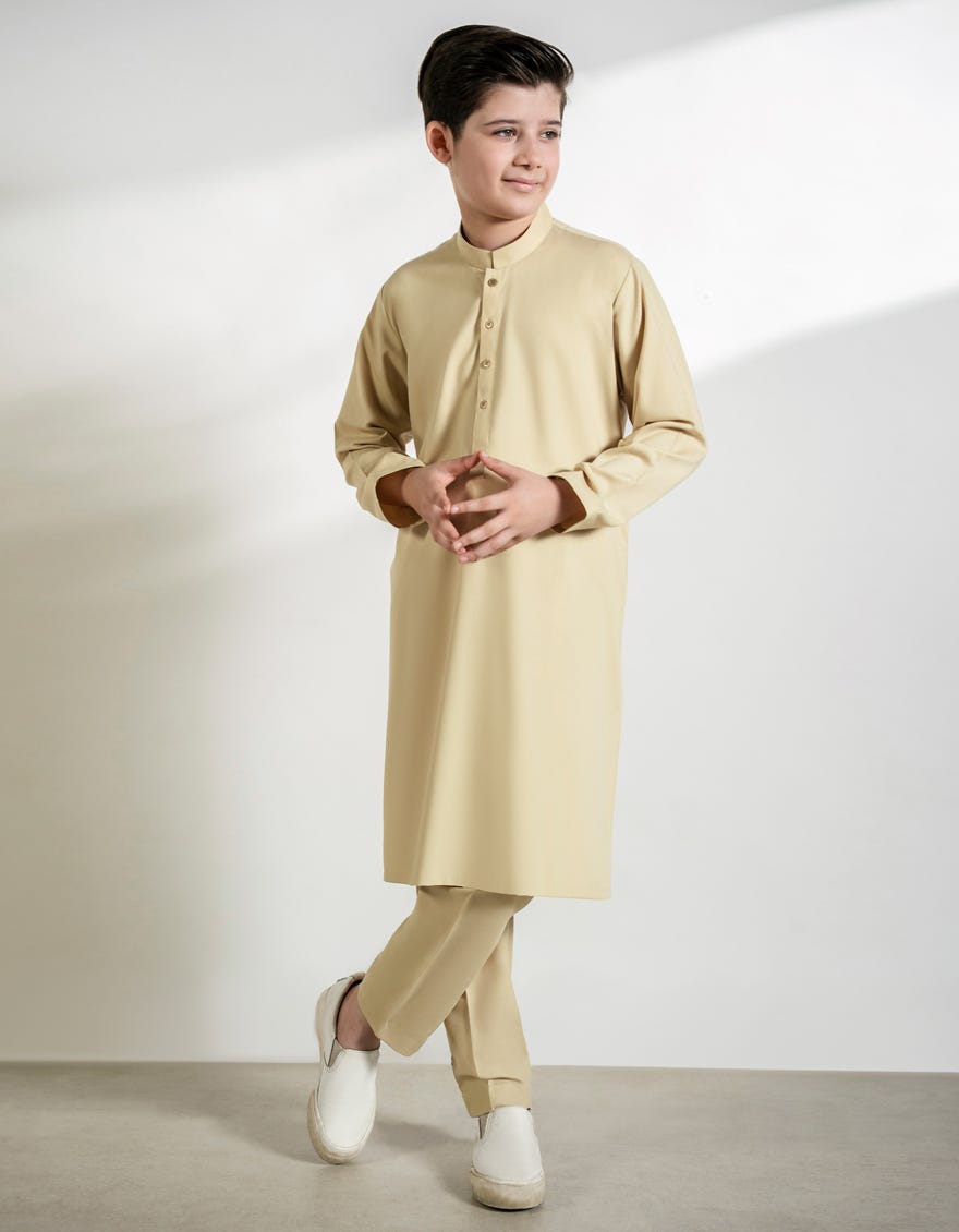 BEIGE BLENDED KURTA TROUSER