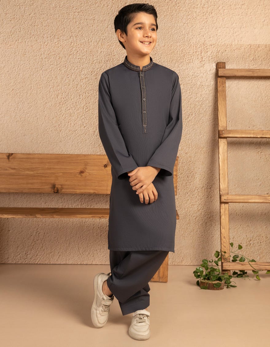 GREY BLENDED SEMI-FORMAL KAMEEZ SHALWAR