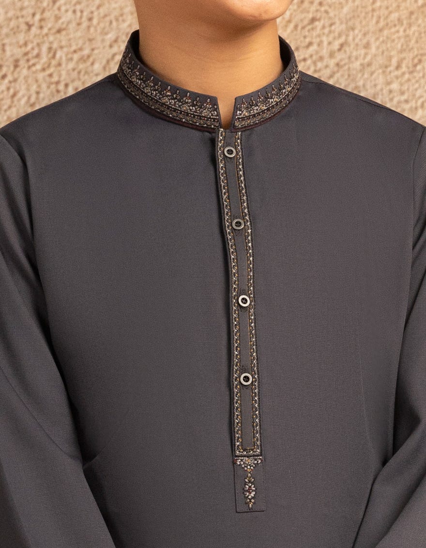 GREY BLENDED SEMI-FORMAL KAMEEZ SHALWAR