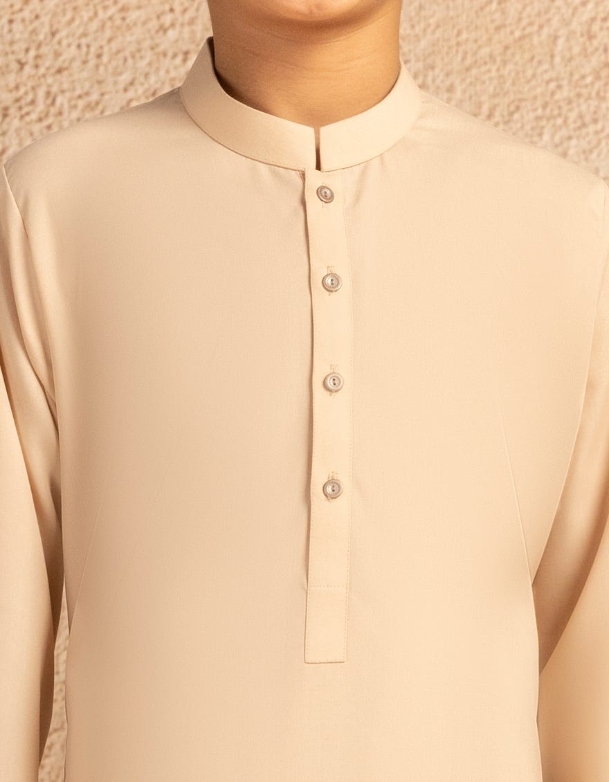 PEACH BLENDED PLAIN KAMEEZ SHALWAR