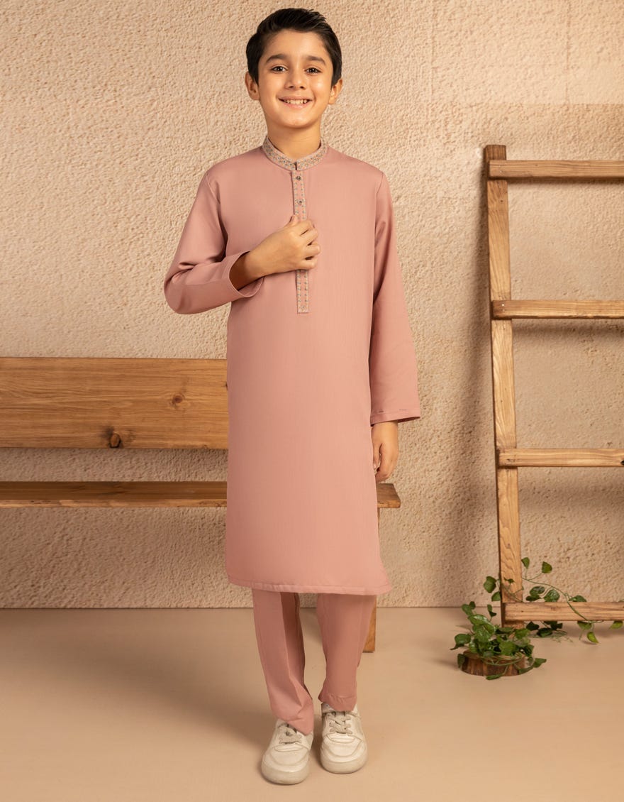 TEA PINK BLENDED SEMI-FORMAL KURTA TROUSER