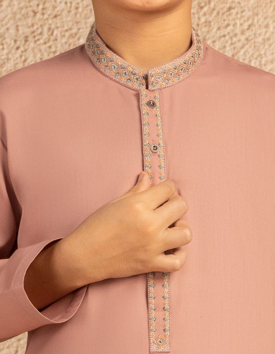 TEA PINK BLENDED SEMI-FORMAL KURTA TROUSER