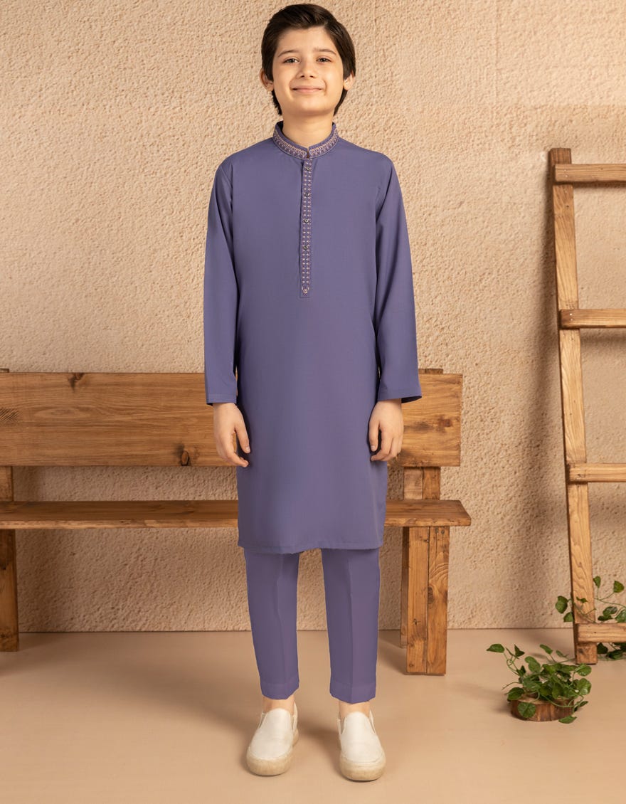PURPLE BLENDED SEMI-FORMAL KURTA TROUSER