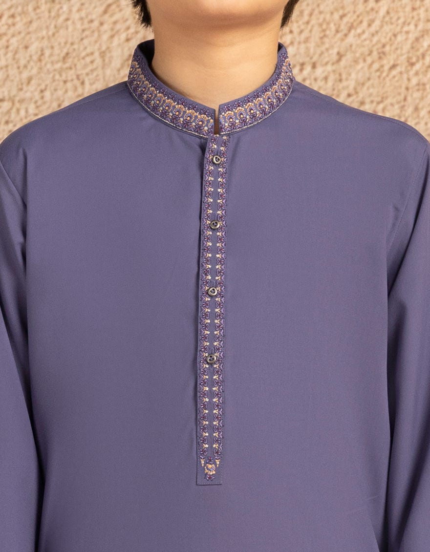 PURPLE BLENDED SEMI-FORMAL KURTA TROUSER