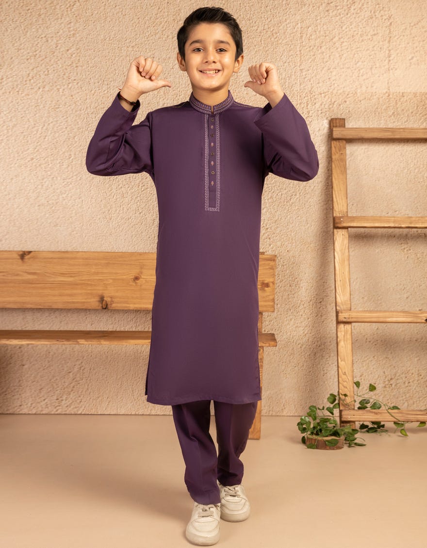 DARK PURPLE BLENDED FORMAL KURTA TROUSER