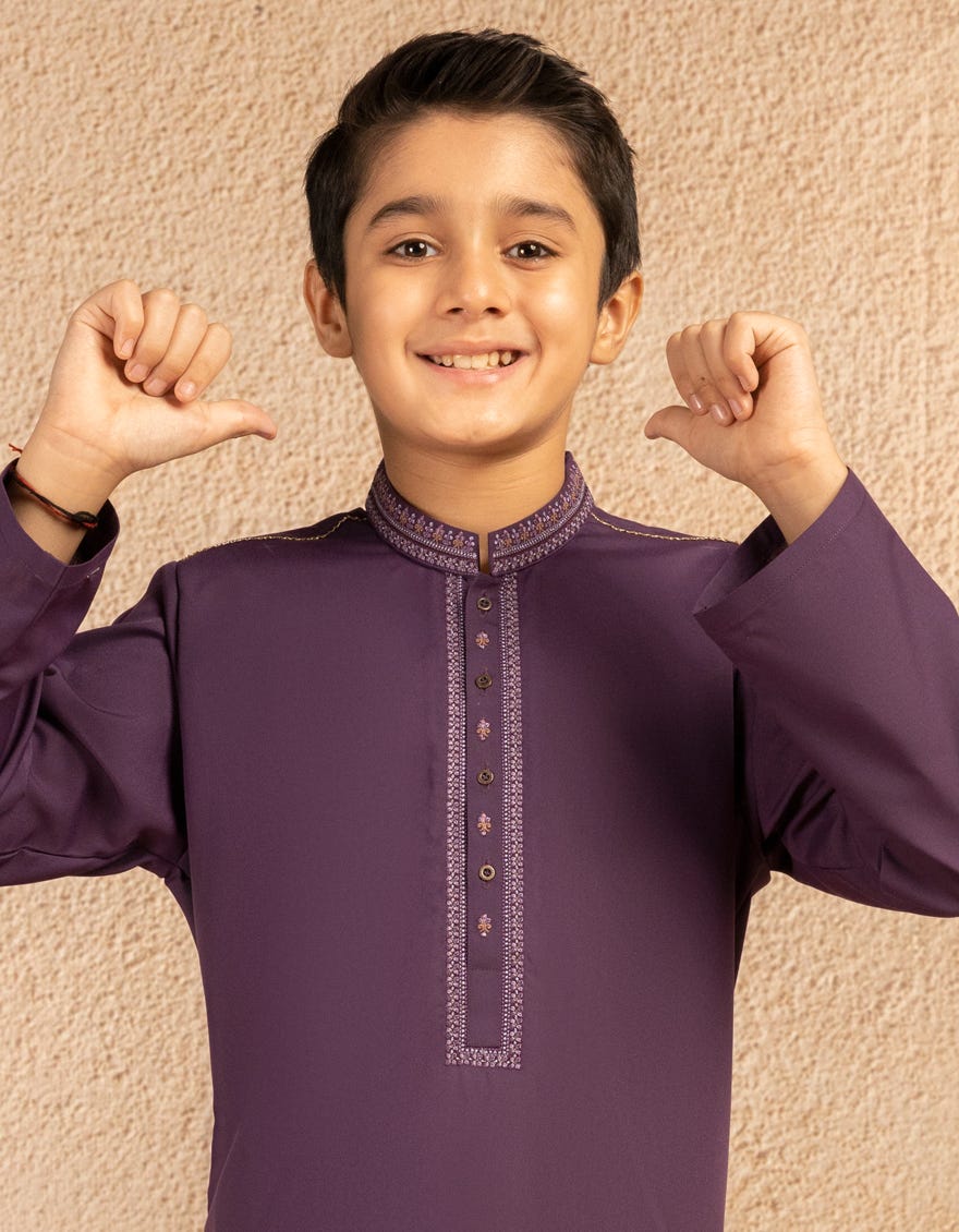 DARK PURPLE BLENDED FORMAL KURTA TROUSER