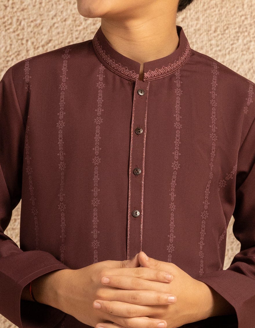 MAROON BLENDED SEMI-FORMAL KURTA TROUSER