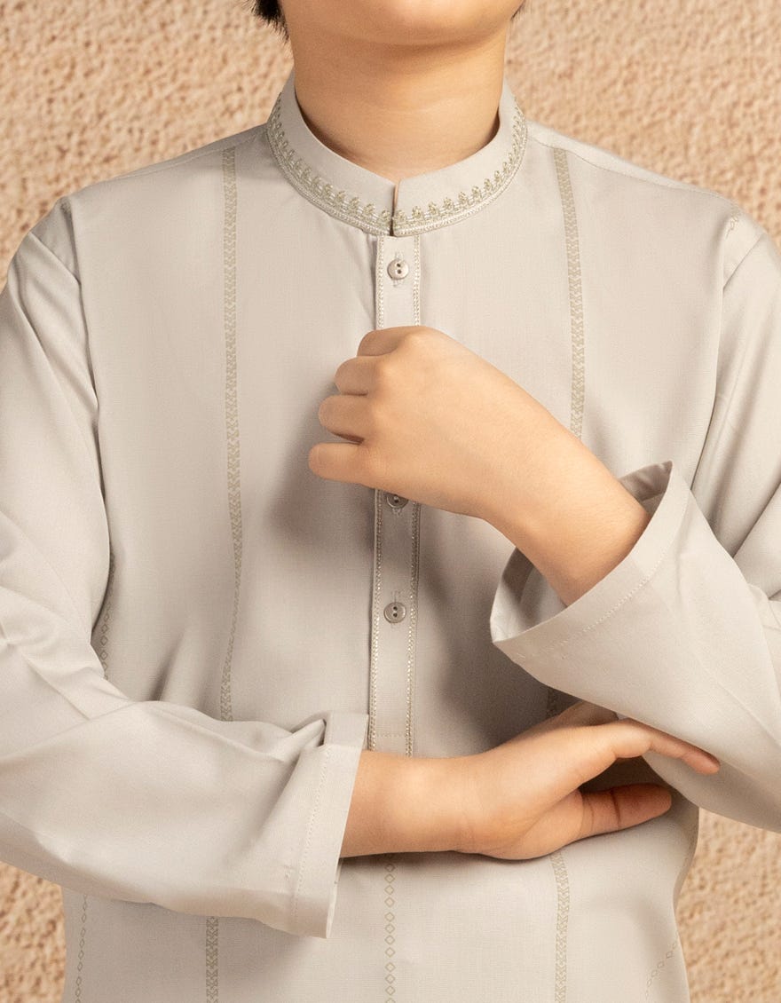 ASH GREY BLENDED SEMI-FORMAL KAMEEZ SHALWAR