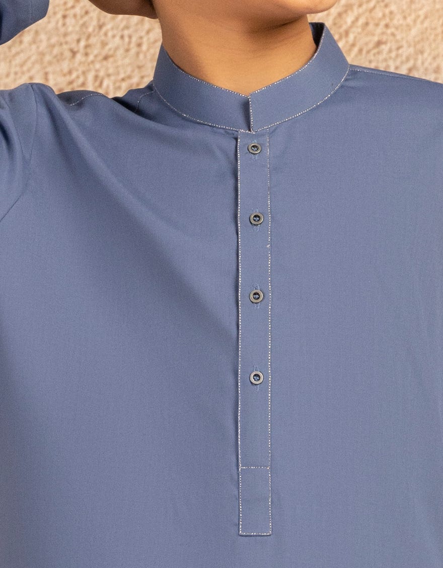 PERIWINKLE BLENDED PLAIN KURTA TROUSER