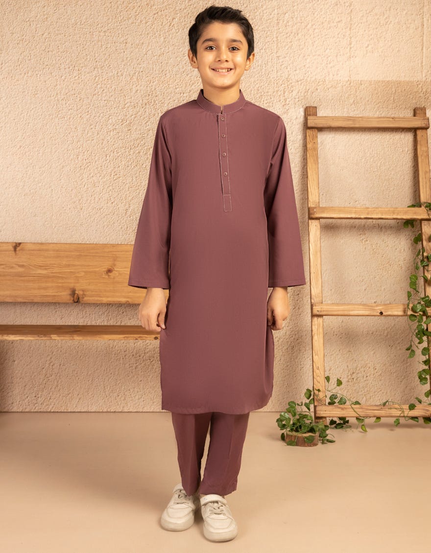 PLUM BLENDED PLAIN KURTA TROUSER