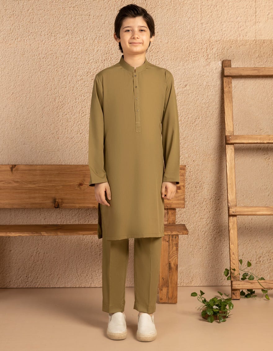 LIGHT GREEN BLENDED PLAIN KURTA TROUSER