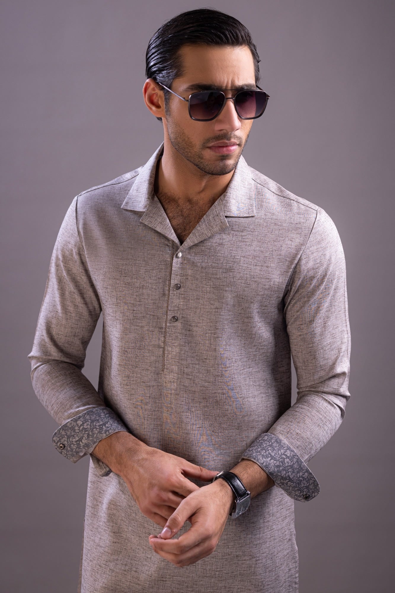 EDINBURGH - ASH GREY BLENDED KAMEEZ SHALWAR