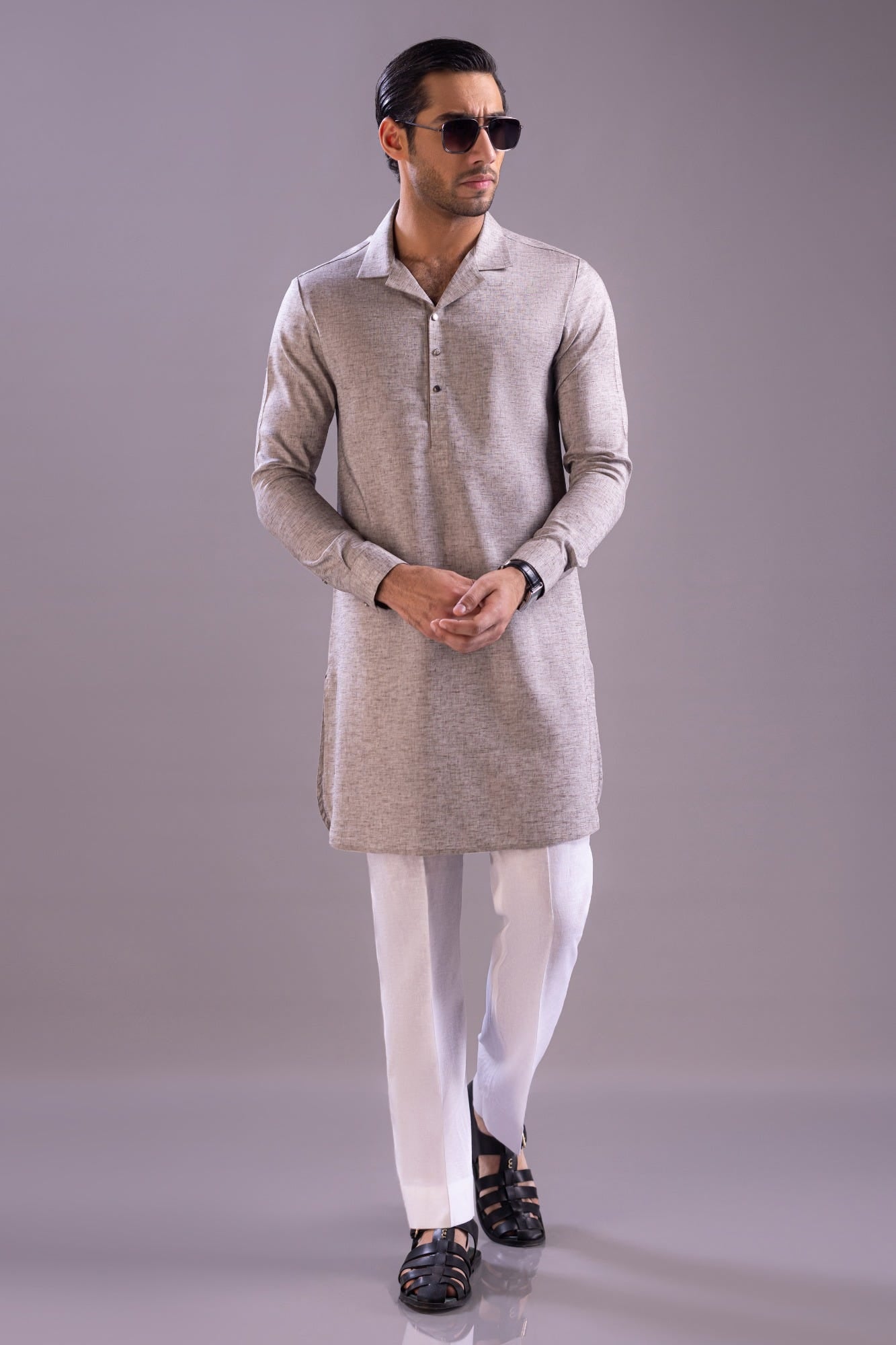 EDINBURGH - ASH GREY BLENDED KAMEEZ SHALWAR