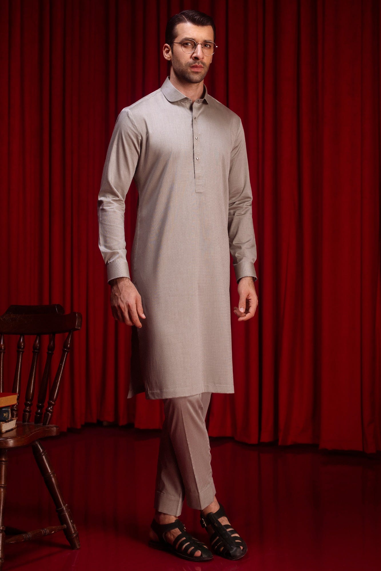 MALAWI - LIGHT OLIVE COTTON KURTA TROUSER
