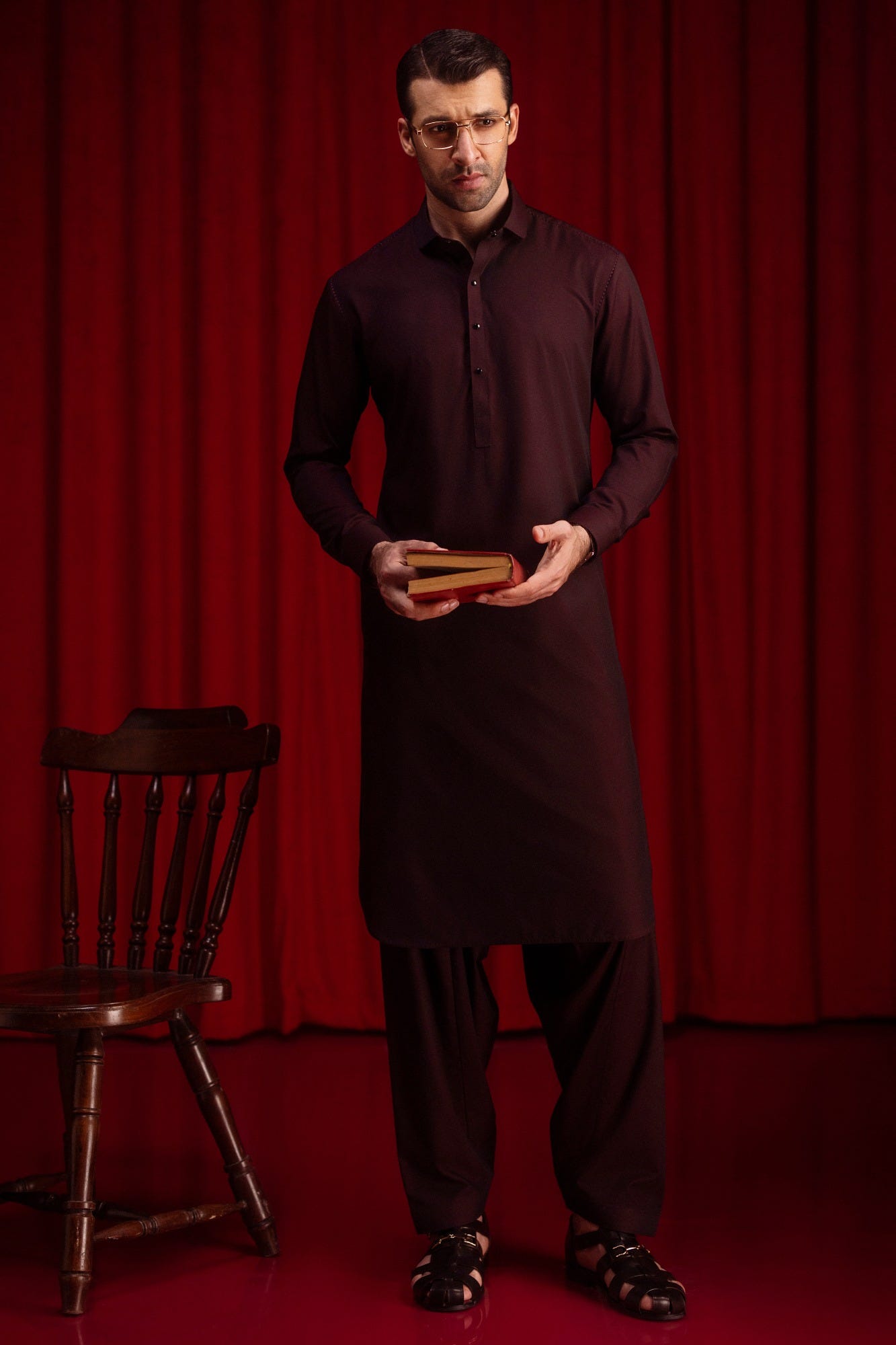 MANILA - DEEP BURGUNDY BLENDED KAMEEZ SHALWAR