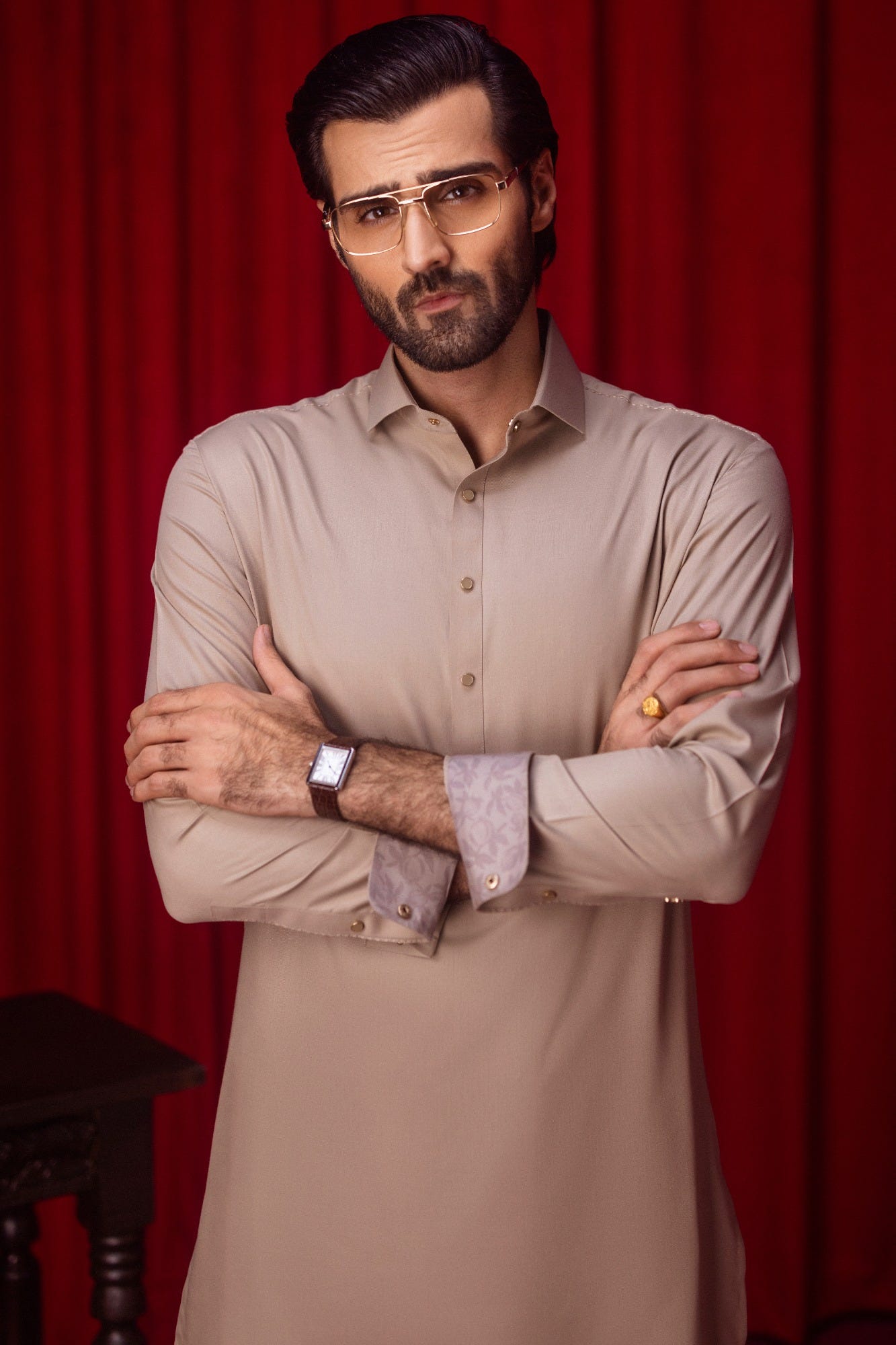 SANTA MARIA - KHAKI BLENDED KAMEEZ SHALWAR