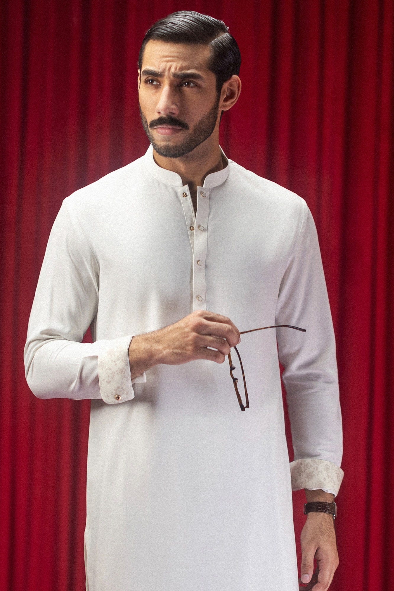 SALFORD - OFF WHITE BLENDED KAMEEZ SHALWAR