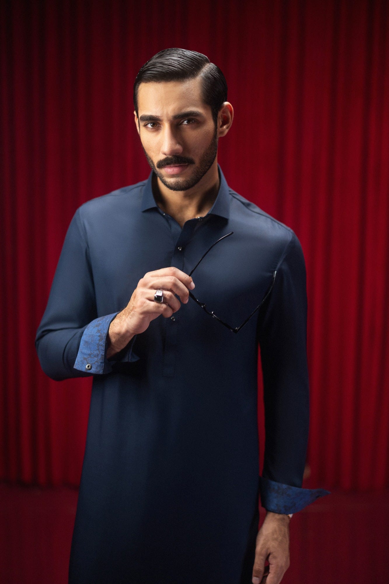 ELPASO - NAVY BLENDED KAMEEZ SHALWAR