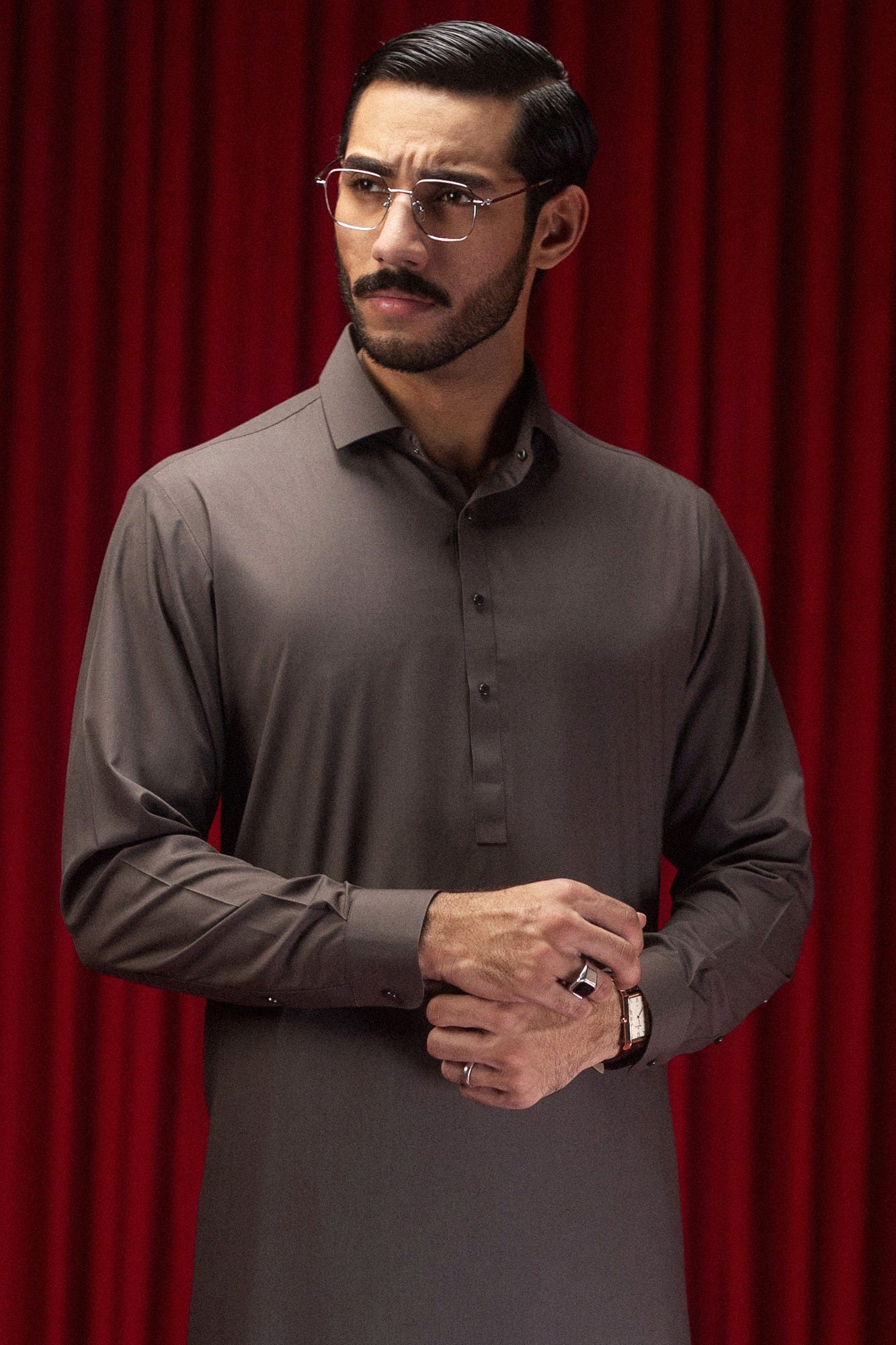 DAMASCUS - CHOCOLATE BLENDED KAMEEZ SHALWAR