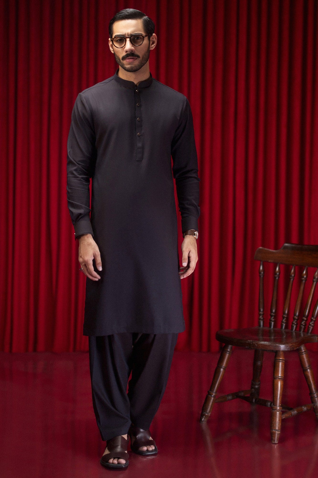 CALVIA - DEEP PLUM COTTON KAMEEZ SHALWAR