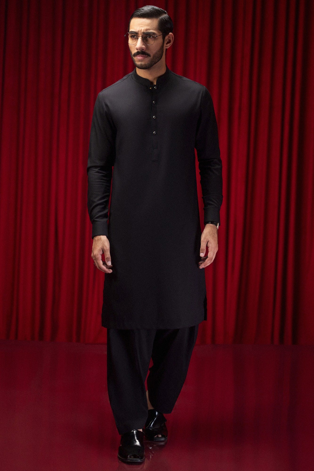 CALVIA - BLACK COTTON KAMEEZ SHALWAR