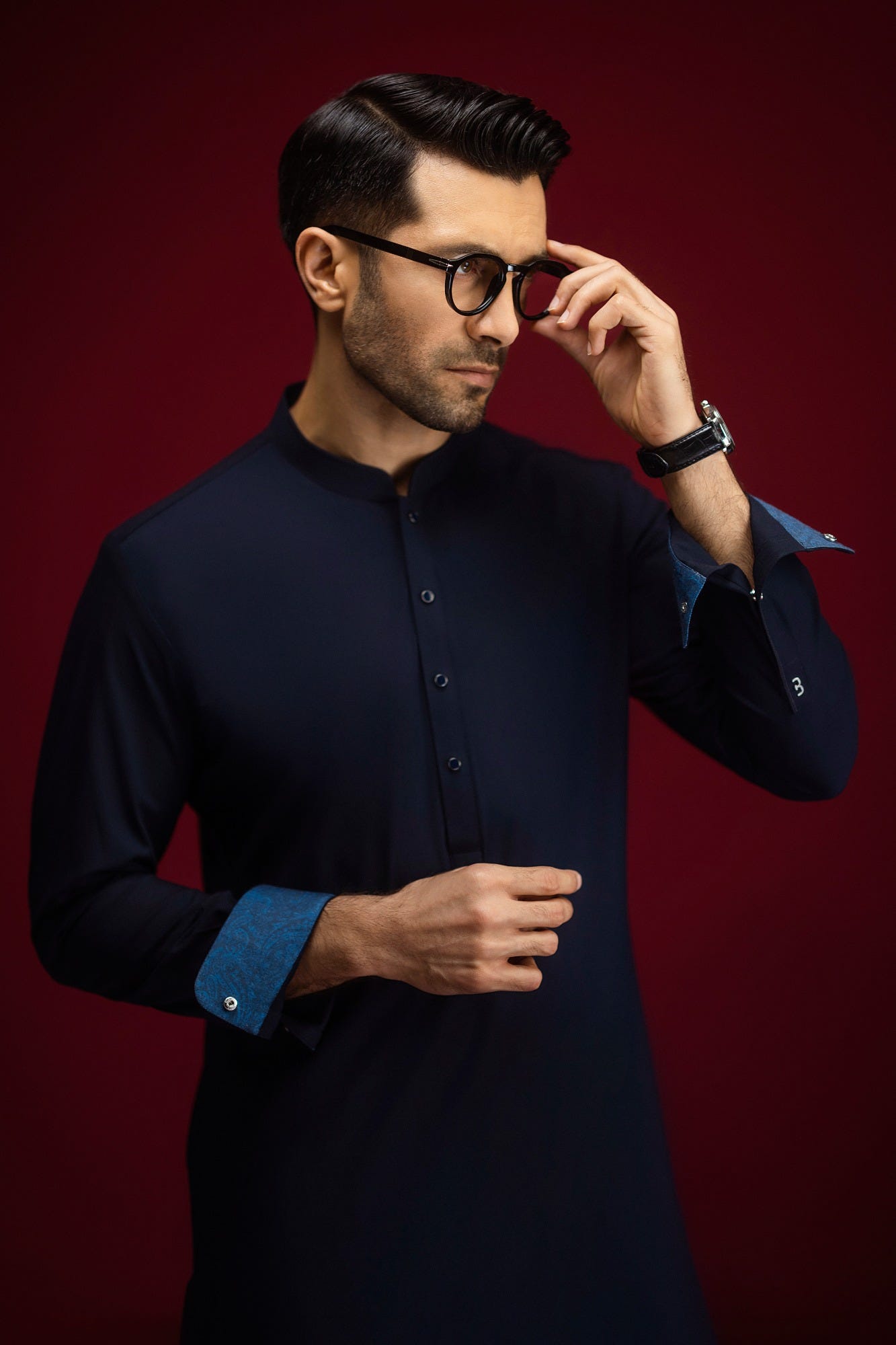 TUNIS - NAVY BLENDED EXCLUSIVE KAMEEZ SHALWAR