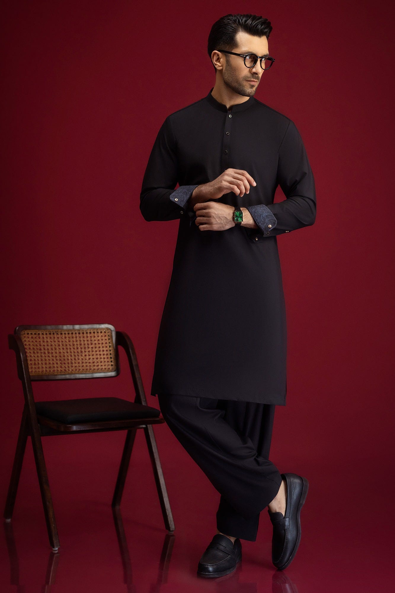 TUNIS - BLACK BLENDED KAMEEZ SHALWAR