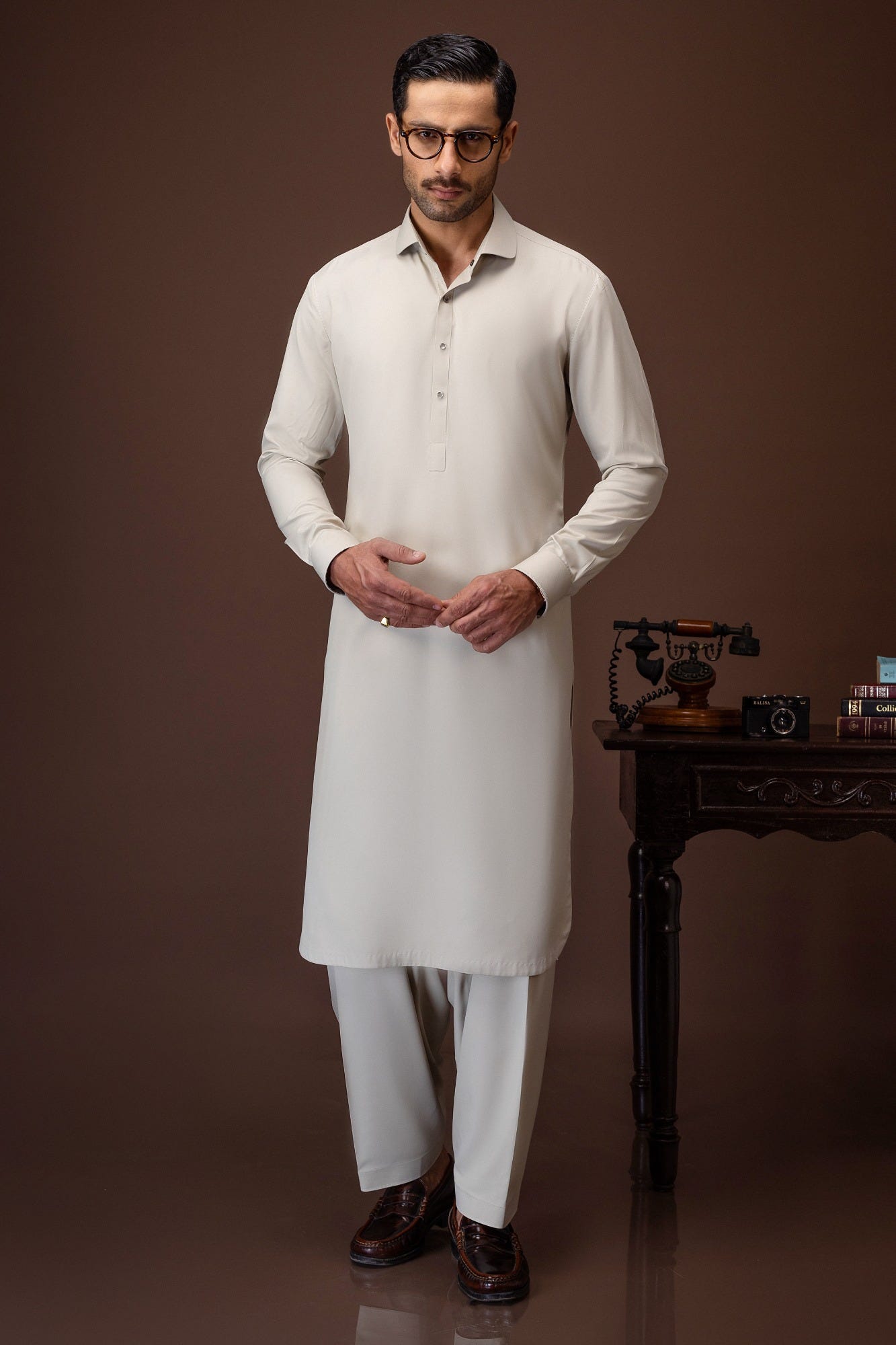 salvador-pebble-khaki-blended-kameez-shalwar