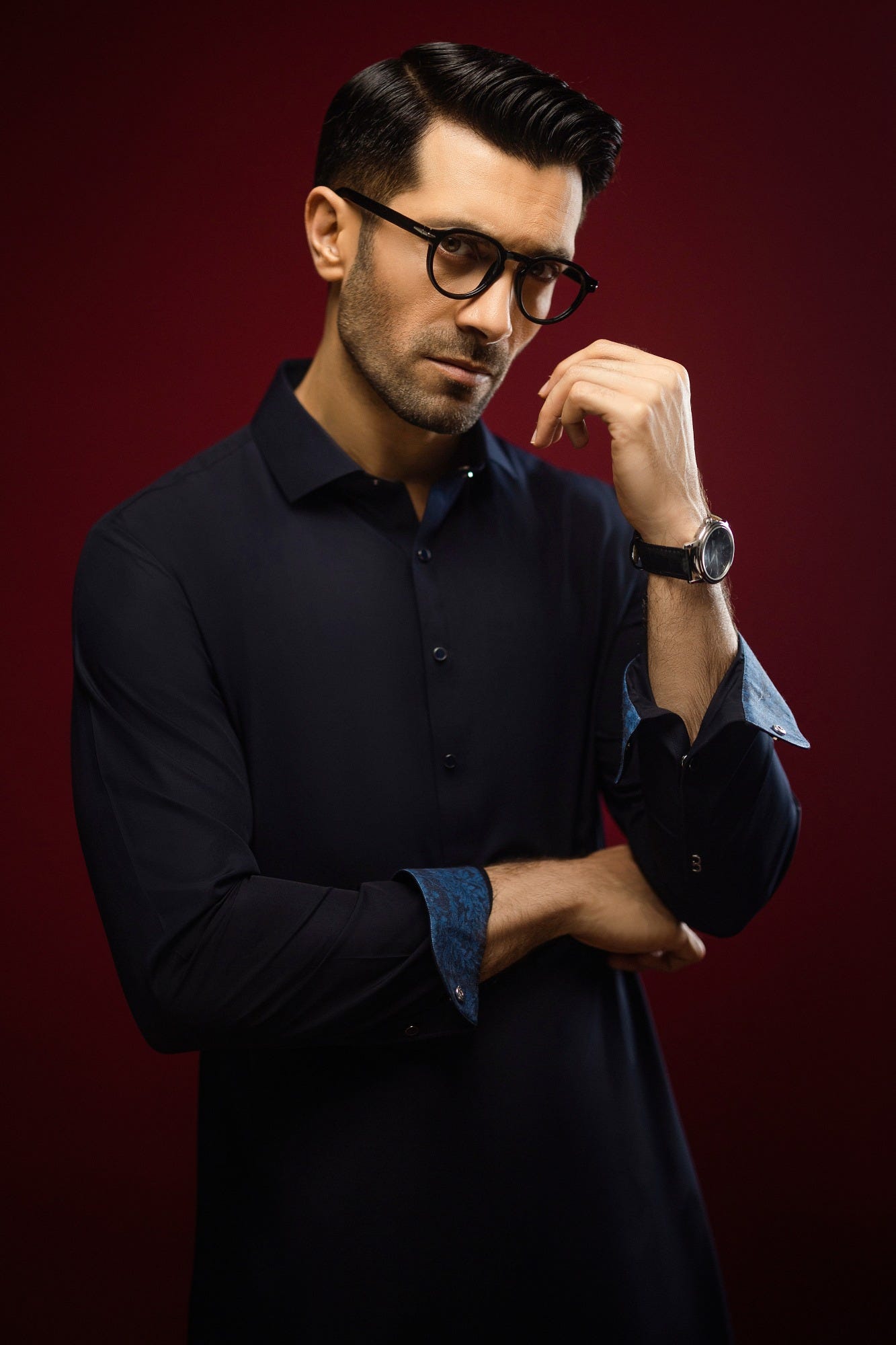 jalisco-navy-blended-kameez-shalwar