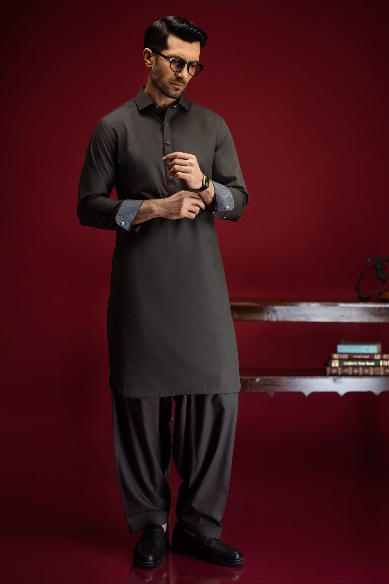 jalisco-deep-olive-blended-kameez-shalwar