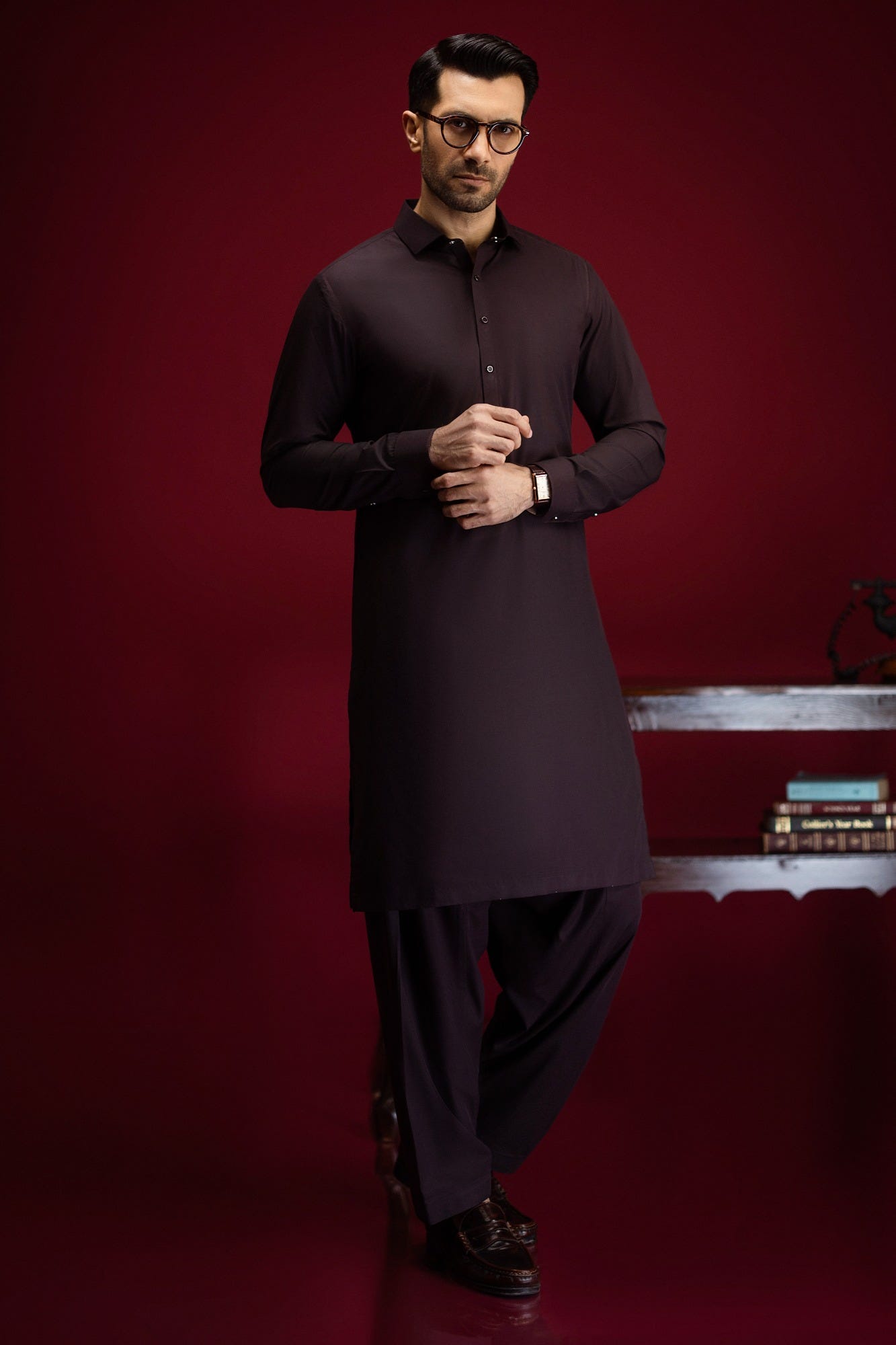 jinan-burgundy-blended-kameez-shalwar