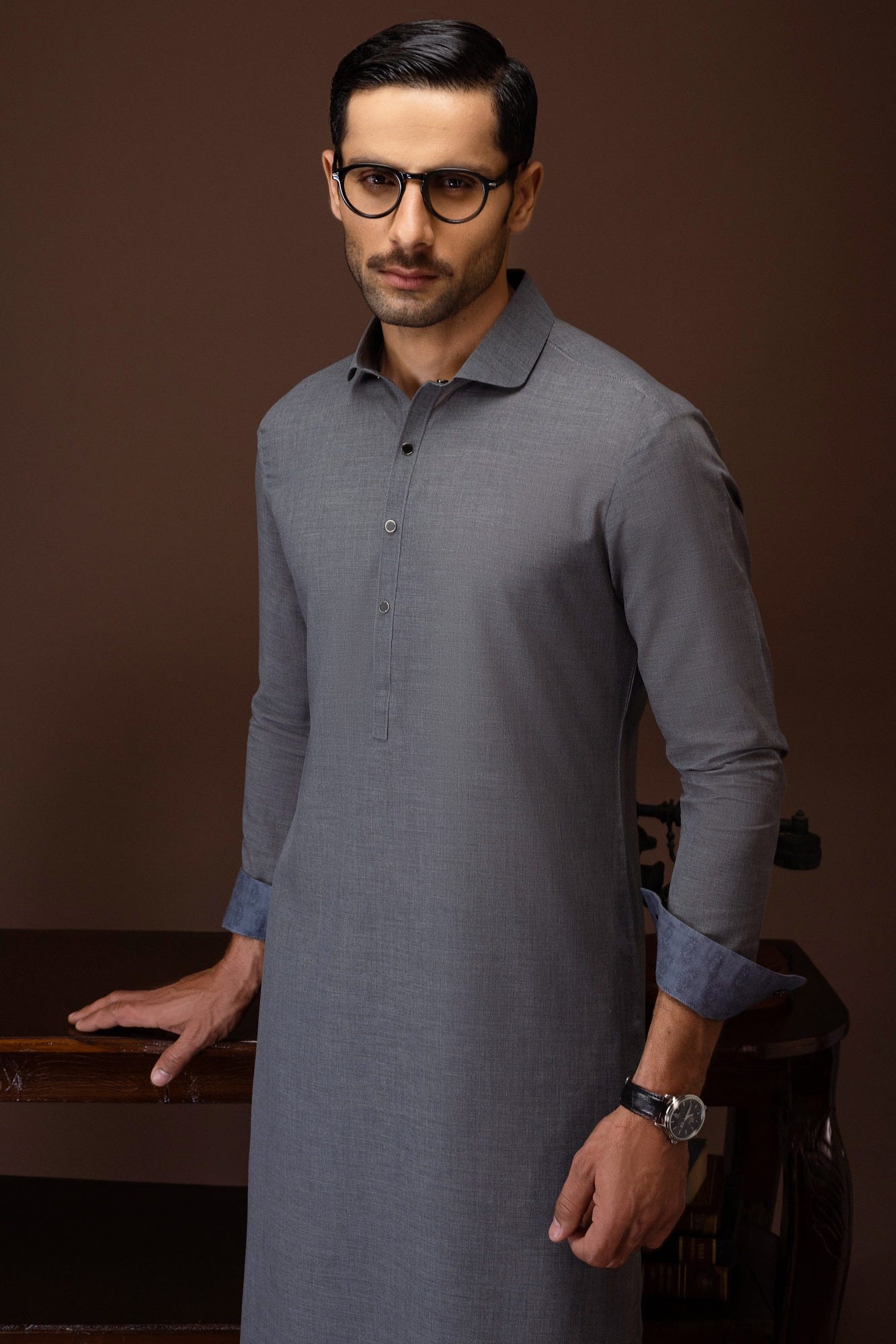 ORVIETO - GREY BLENDED KAMEEZ SHALWAR