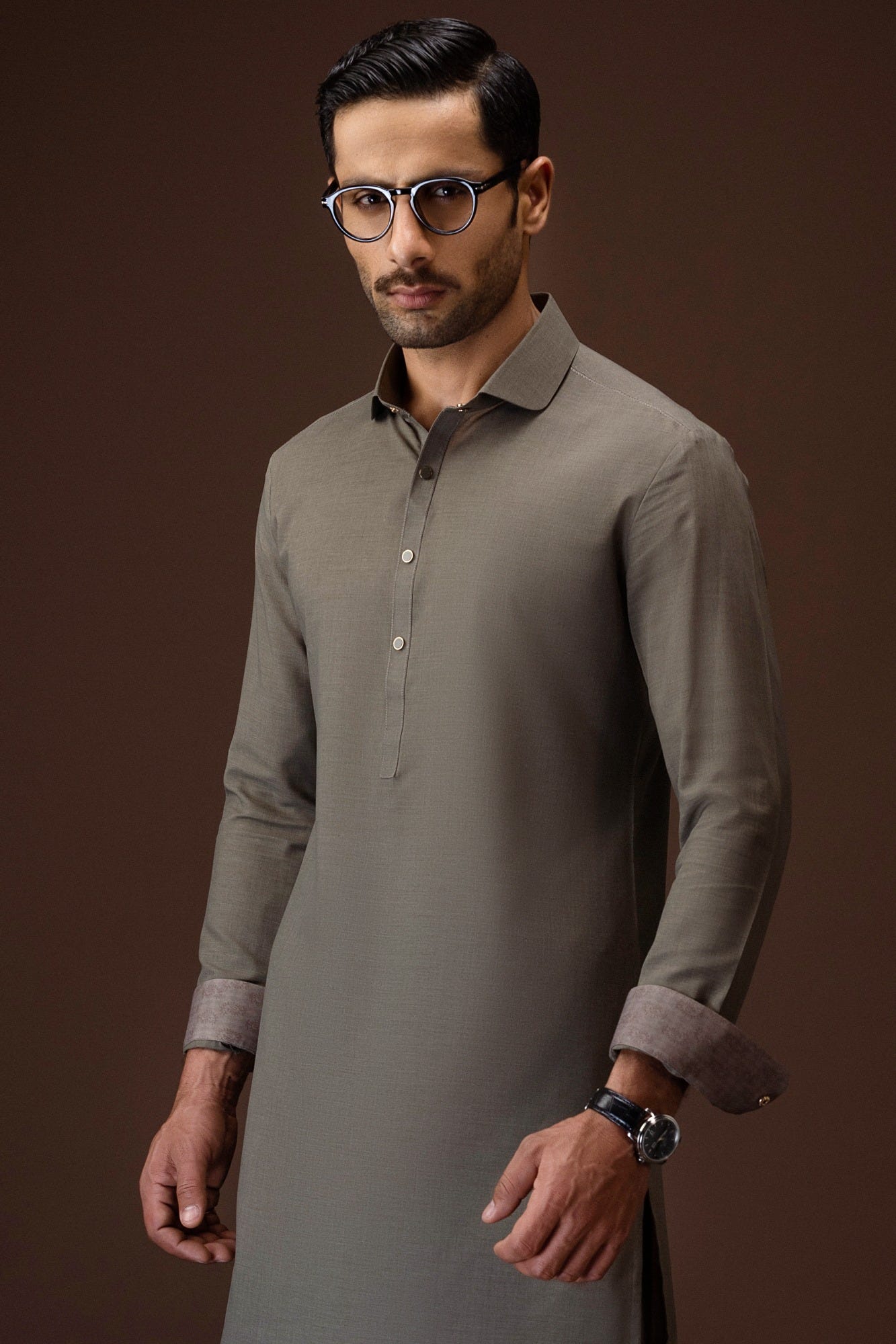 ORVIETO - OLIVE BLENDED KAMEEZ SHALWAR