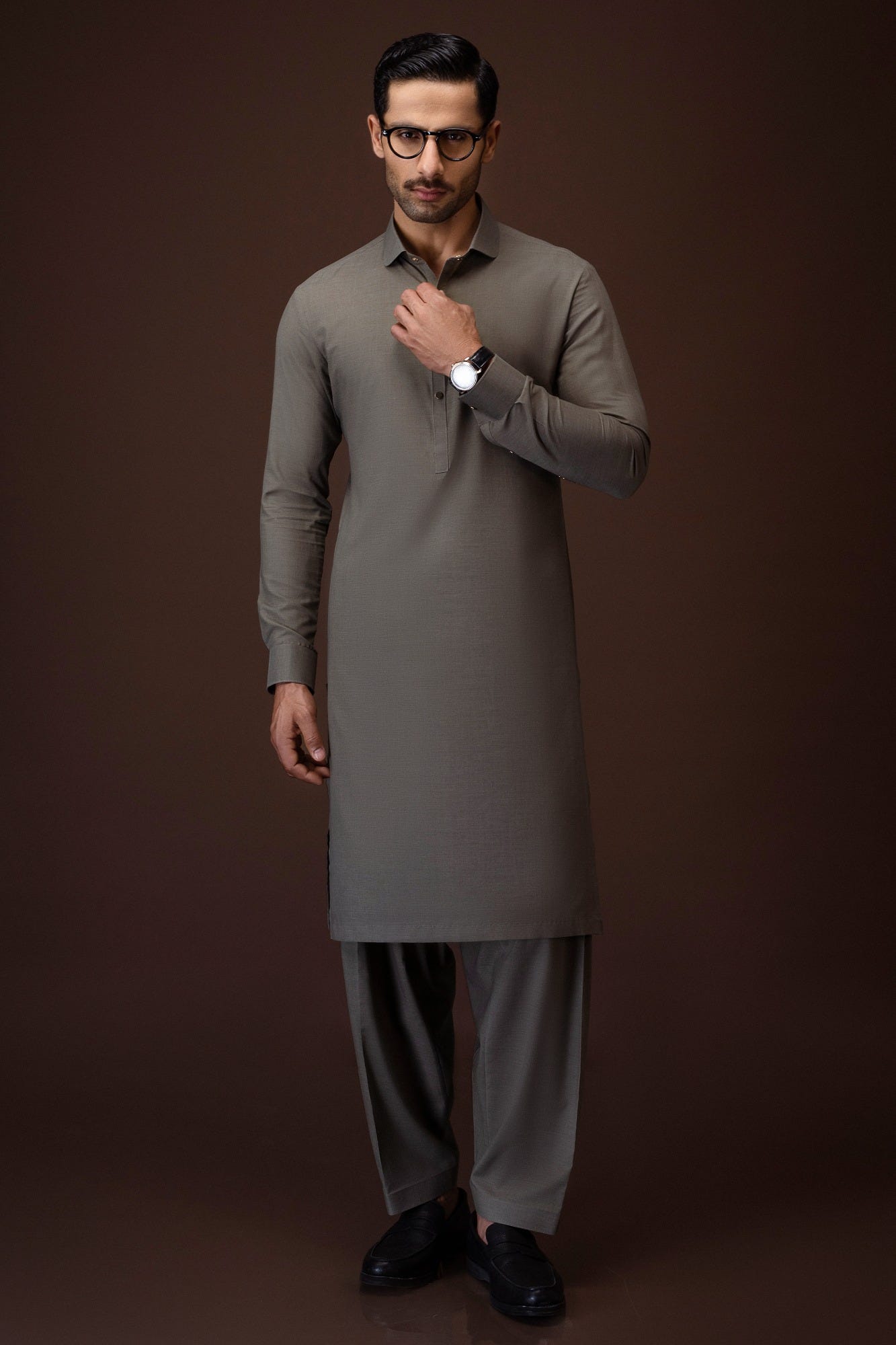ORVIETO - OLIVE BLENDED KAMEEZ SHALWAR
