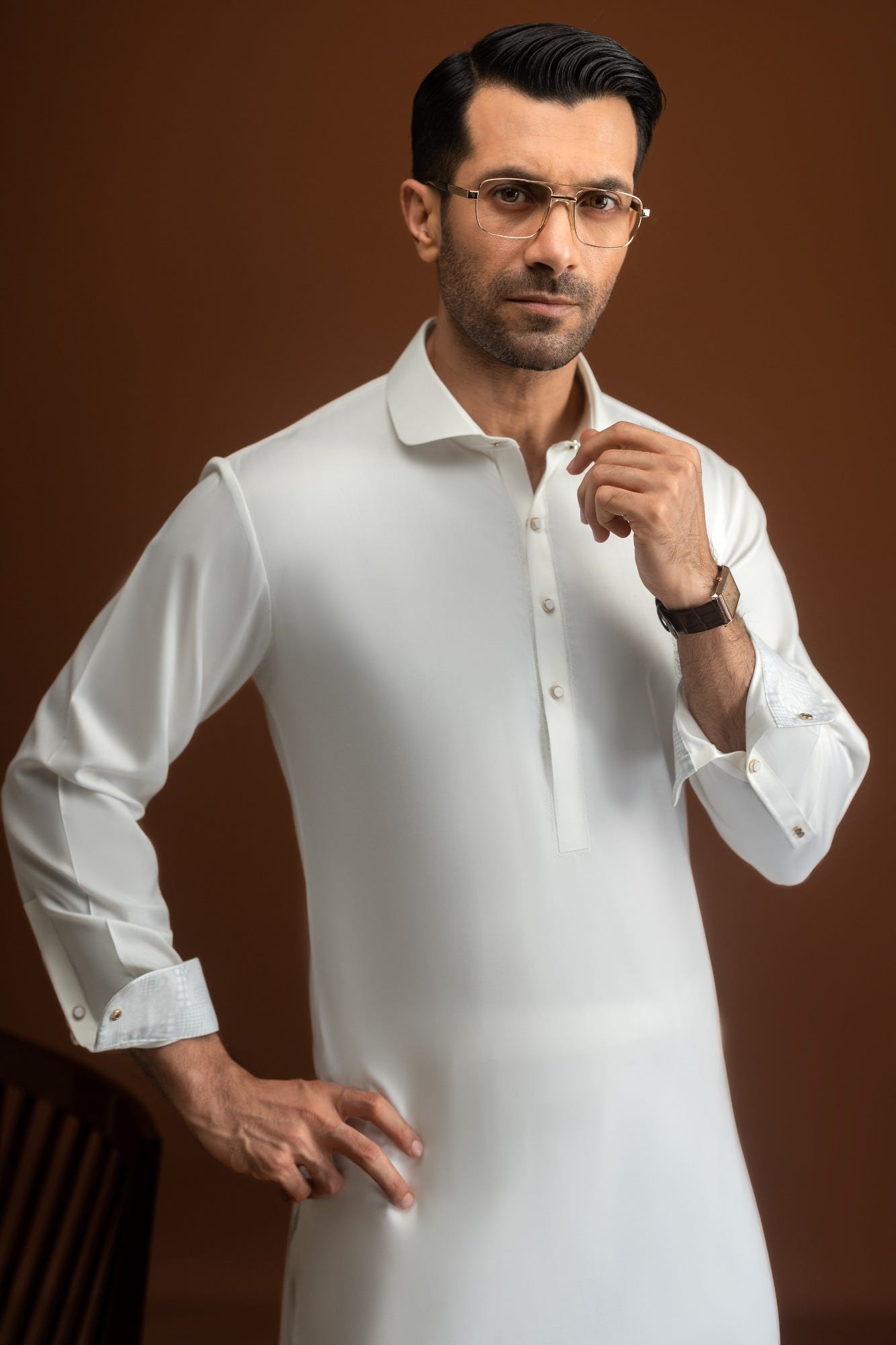 ODESSA - OFF WHITE BLENDED KAMEEZ SHALWAR