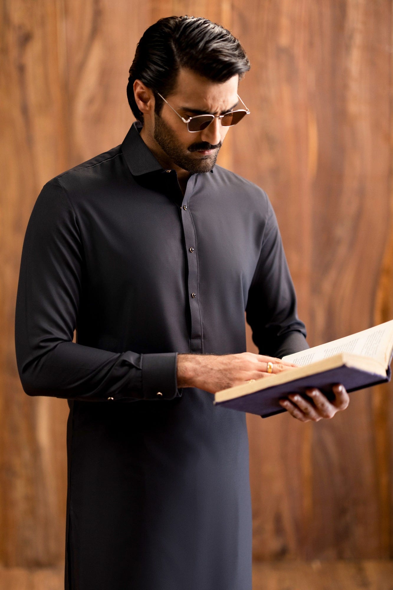 ODESSA - CARBON GREY BLENDED KAMEEZ SHALWAR