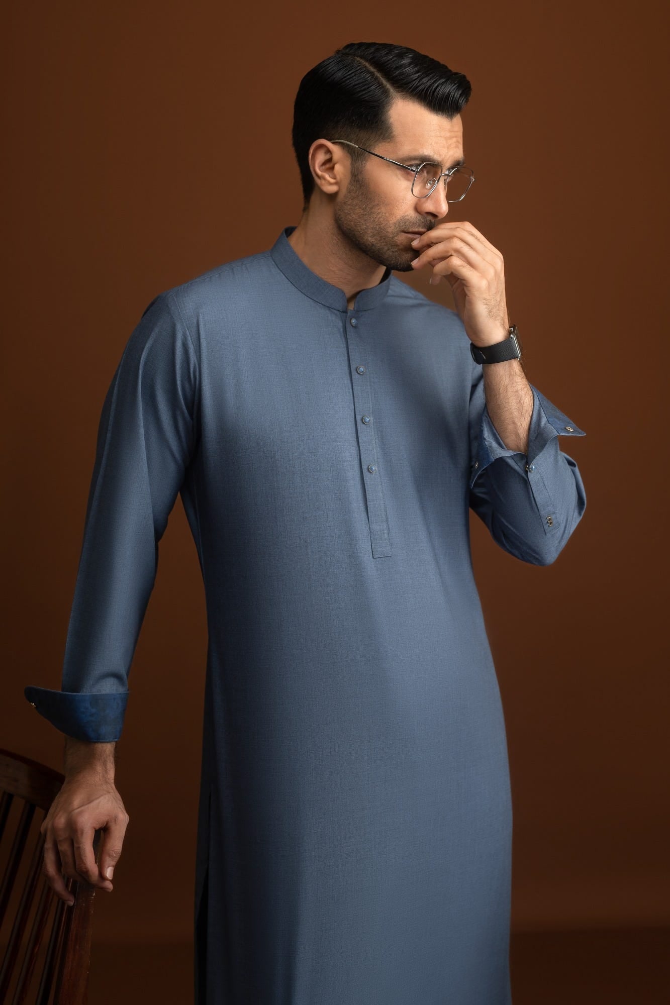 RECIFE - OCEAN BLUE BLENDED KAMEEZ SHALWAR
