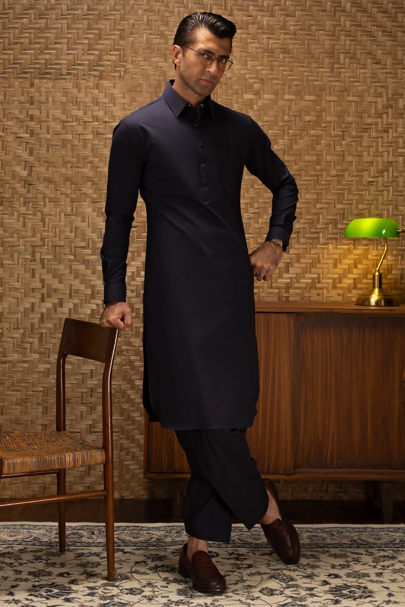 LODZ - BLUE BLACK COTTON EXCLUSIVE KAMEEZ SHALWAR