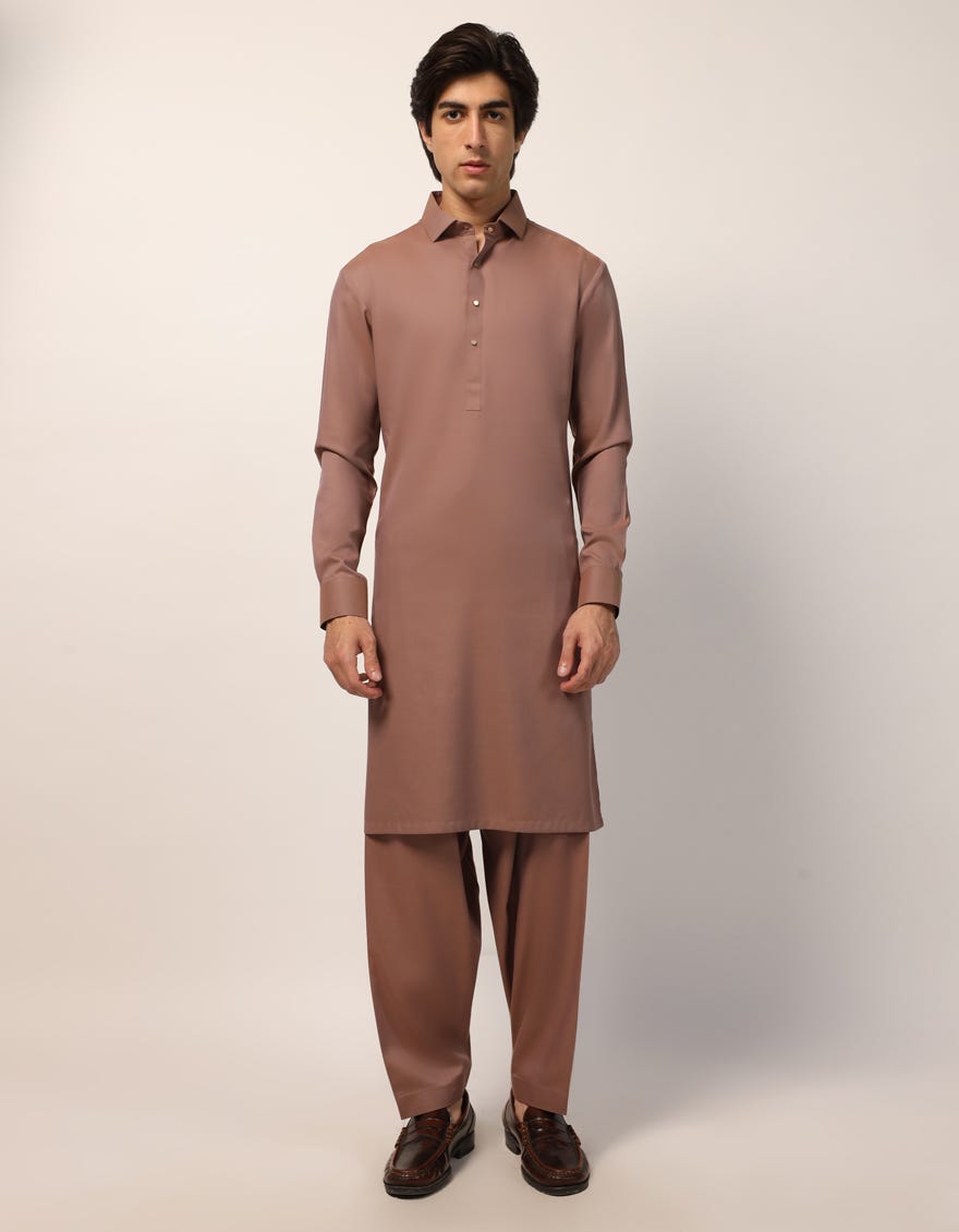 TEA PINK PLAIN KAMEEZ SHALWAR