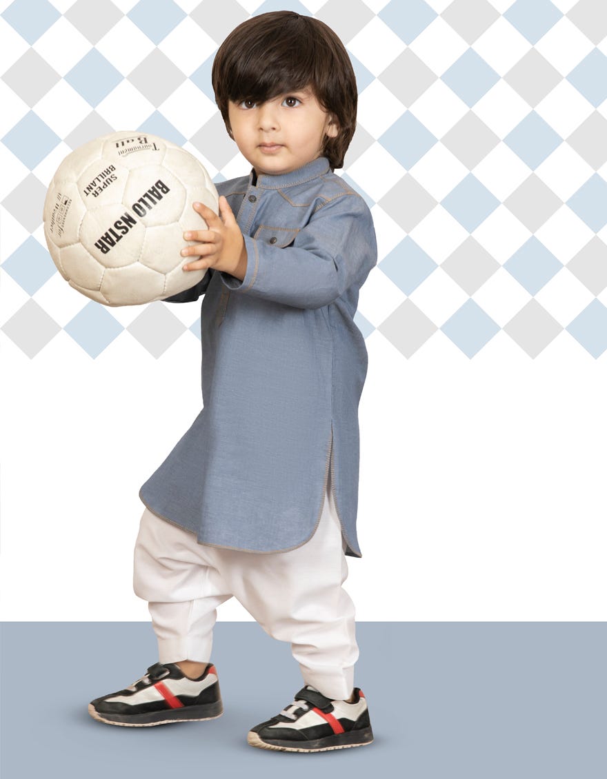 DENIM BLUE COTTON KAMEEZ SHALWAR | JJIKP-A-40165