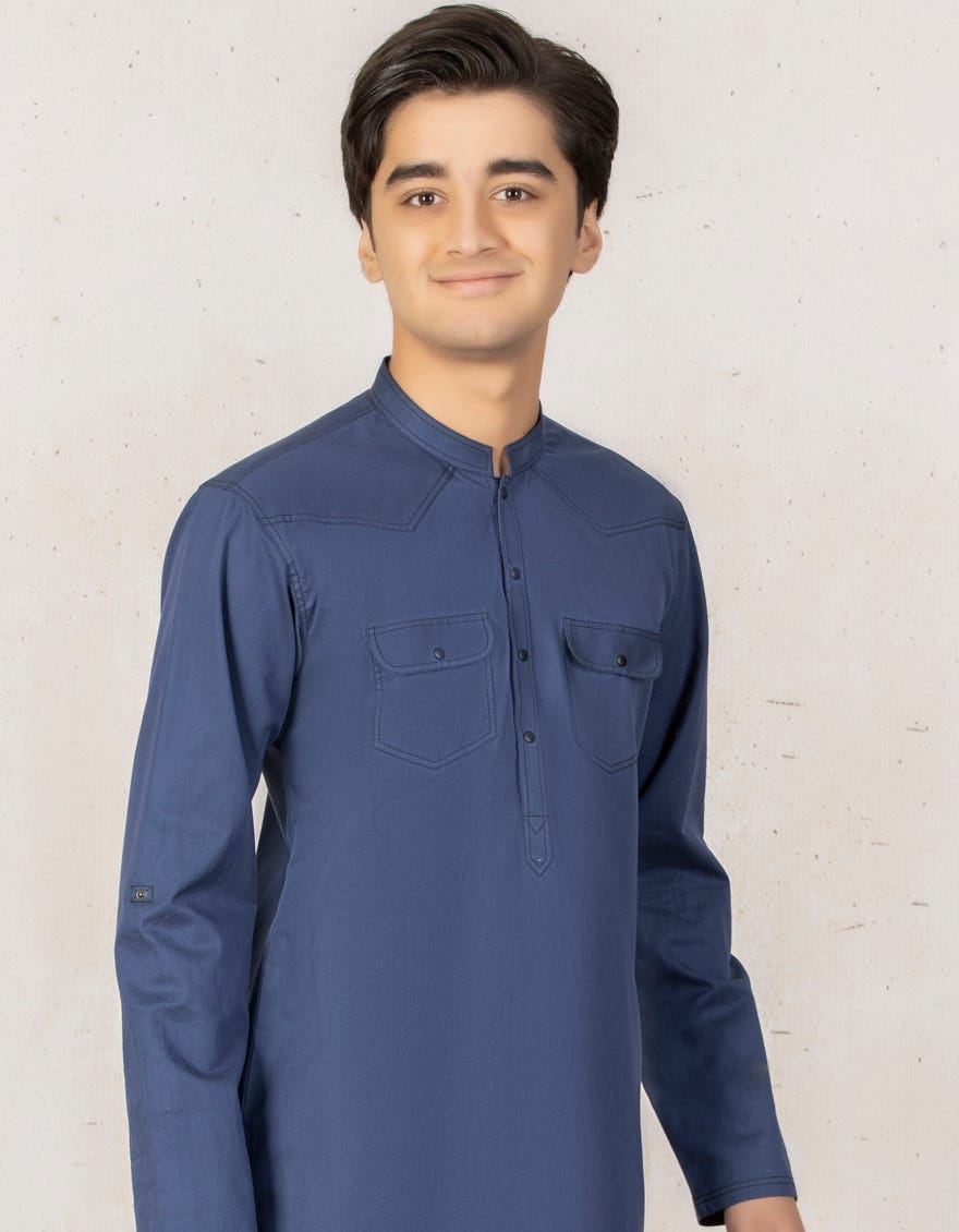 BLUE COTTON KURTA | JTK-W-40193
