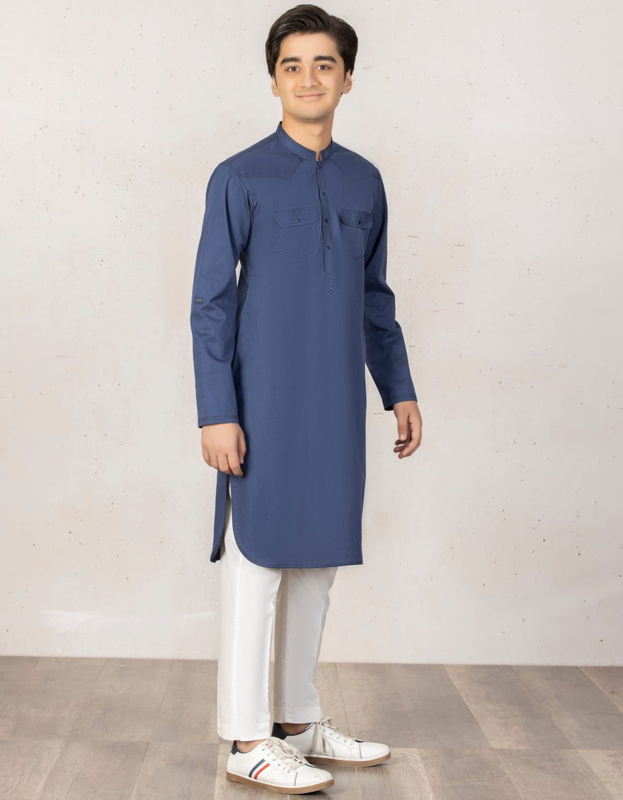 BLUE COTTON KURTA | JTK-W-40193