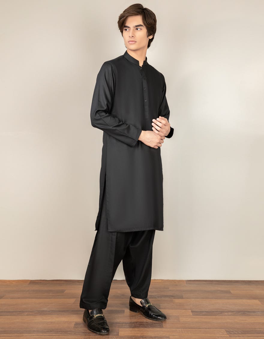BLACK BLENDED CASUAL KAMEEZ SHALWAR | JTKS-S-40200-AP