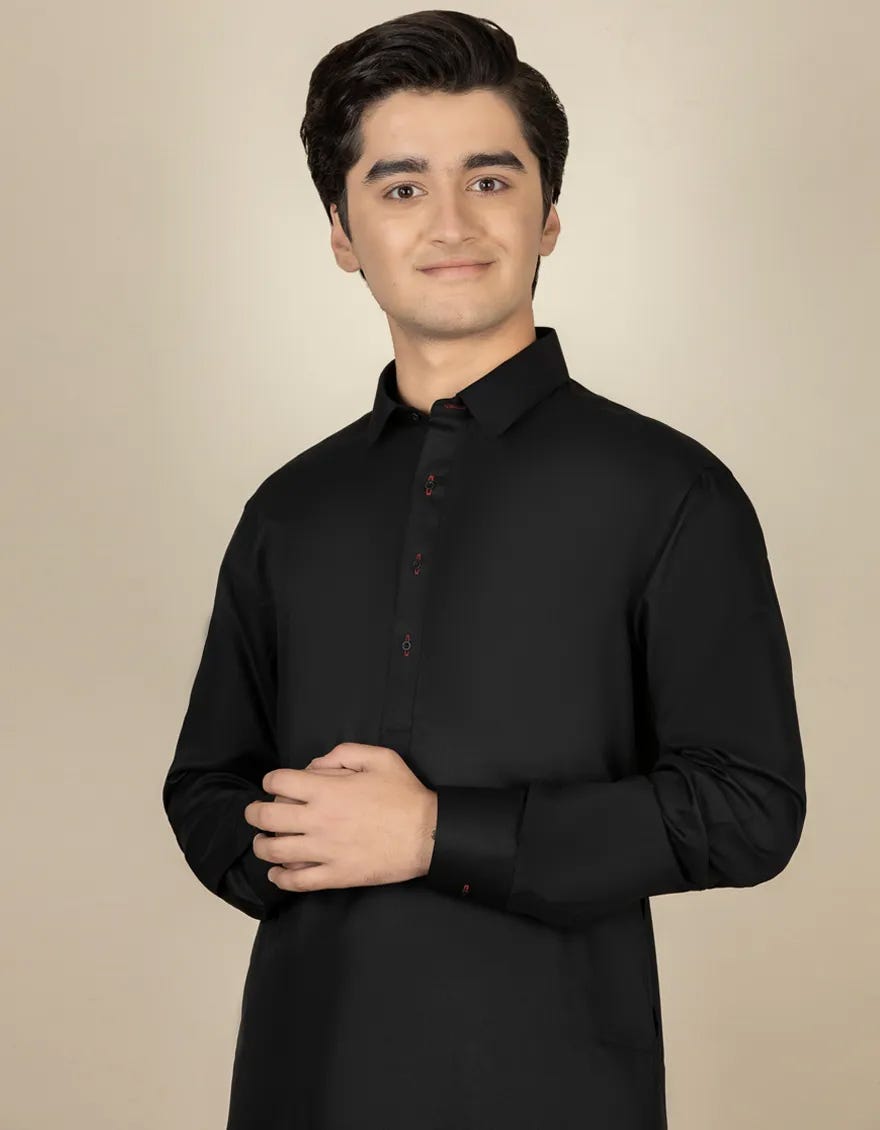 BLACK BLENDED KAMEEZ SHALWAR | JTKS-A-40201-R16-AP