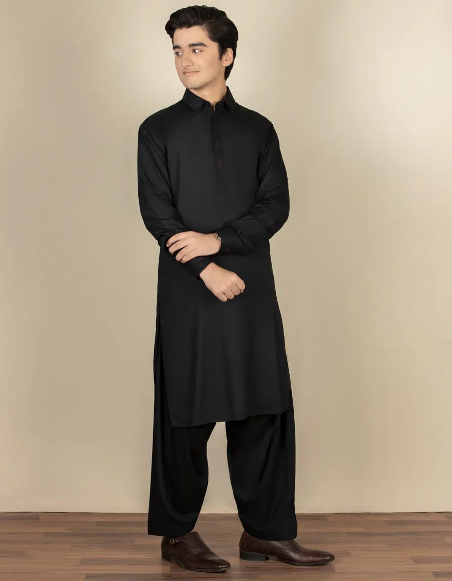 BLACK BLENDED KAMEEZ SHALWAR | JTKS-A-40201-R16-AP
