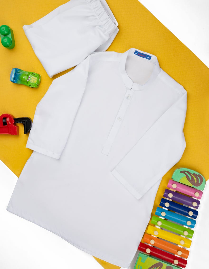 WHITE BLENDED KAMEEZ SHALWAR | JJIKS-S-40219-AP