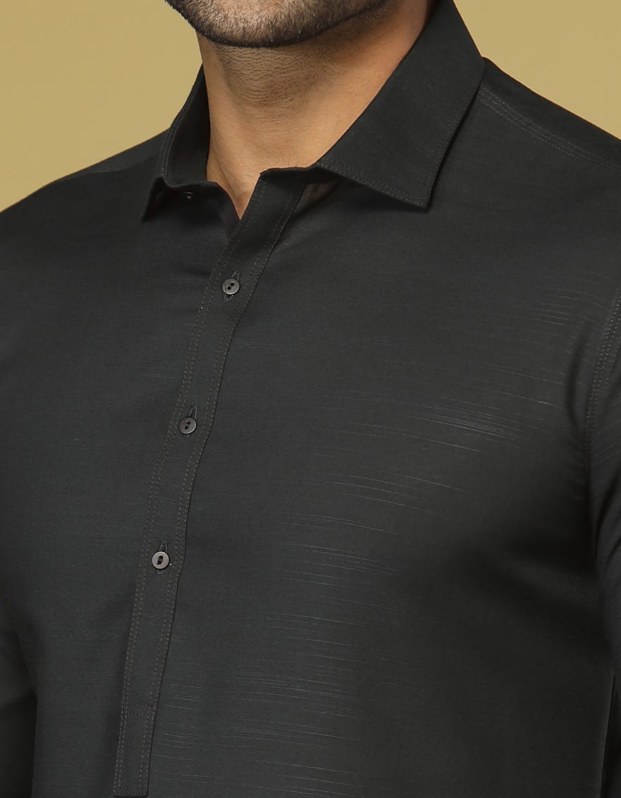 CHARCOAL GREY BLENDED KAMEEZ SHALWAR | JJKS-S-40317