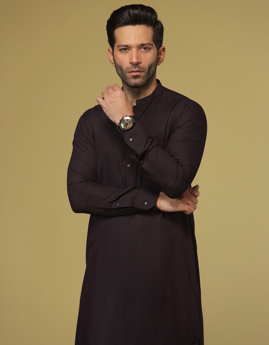 MAROON BLENDED KAMEEZ SHALWAR | JJKS-S-40319