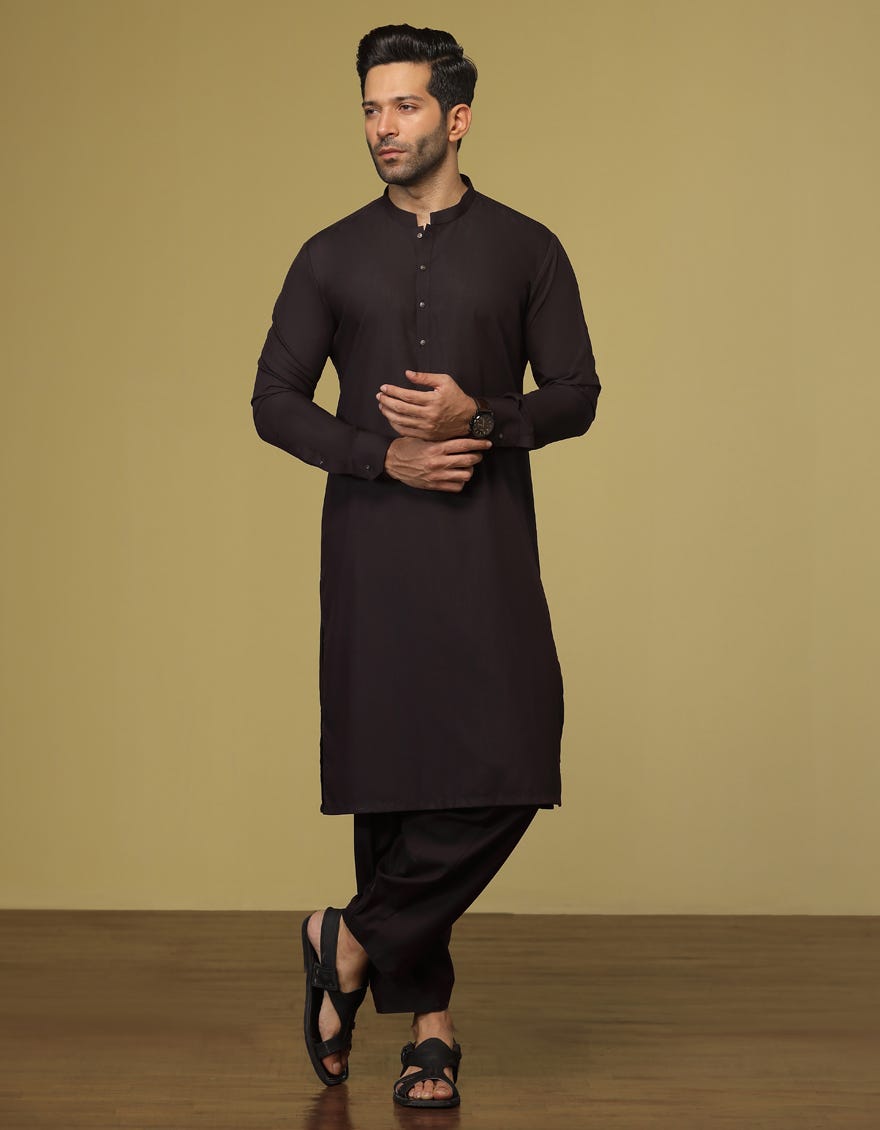 MAROON BLENDED KAMEEZ SHALWAR | JJKS-S-40319
